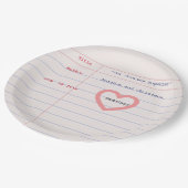 Love Story Due Date Library Card Wedding Pappteller (Schrägansicht)