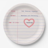 Love Story Due Date Library Card Wedding Pappteller (Vorderseite)