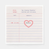 Love Story Due Date Library Card Wedding Serviette (Vorderseite)