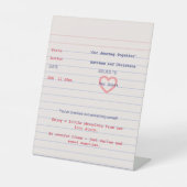 Love Story Due Date Library Card Wedding Sockelschild (Vorderseite)