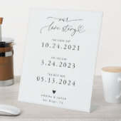 Love Story Heart Script White Wedding Timeline Sockelschild (In Situ)