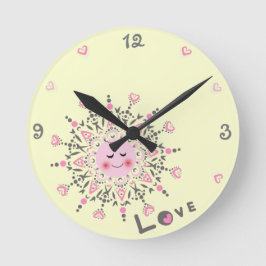 Love Sun Yellow Acrylic Wall Clock Runde Wanduhr