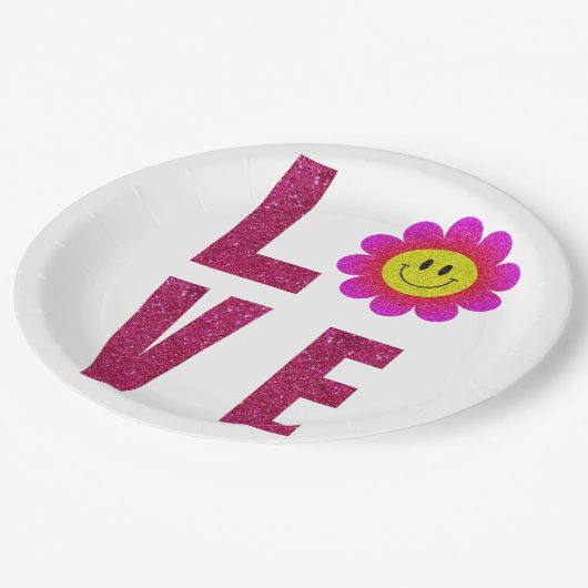 Love Sunflower Pappteller (Schrägansicht)