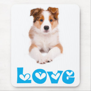 Love Tan & White Border Collie Welpen-Hund-Mauspad Mousepad