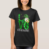 LOVE Teacher Life Gnome Leopard Shamrock St Patric T-Shirt (Vorderseite)