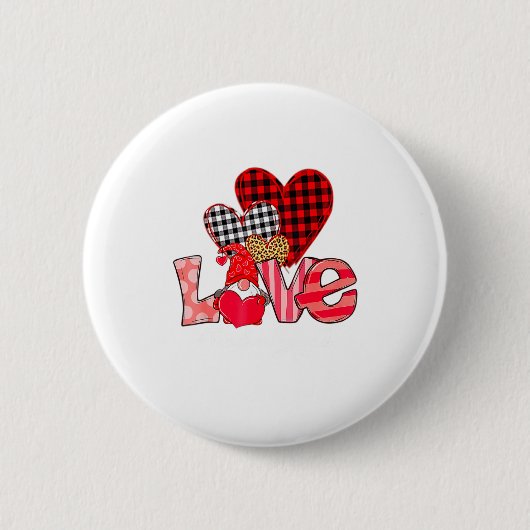 Love Teacher Squad Gnome Hearts Valentines Gnome T Button (Vorderseite)
