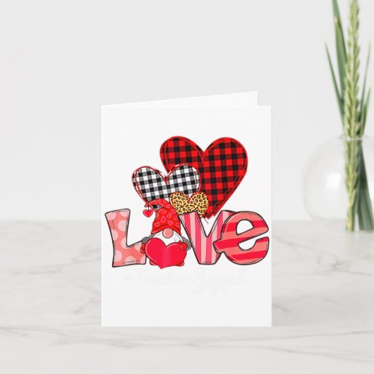 Love Teacher Squad Gnome Hearts Valentines Gnome T Karte (Vorderseite)