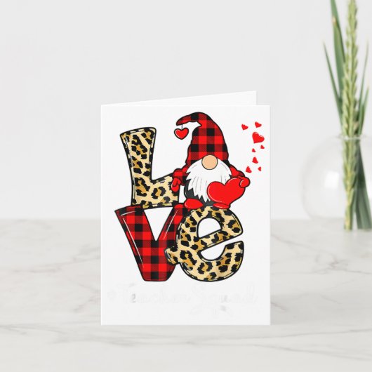 Love Teacher Squad Gnome Hearts Valentines Gnome T Karte (Vorderseite)