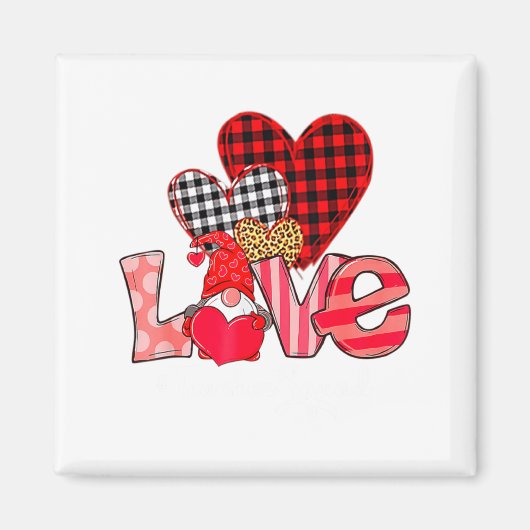 Love Teacher Squad Gnome Hearts Valentines Gnome T Magnet (Vorne)