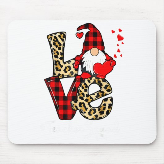 Love Teacher Squad Gnome Hearts Valentines Gnome T Mousepad (Vorne)