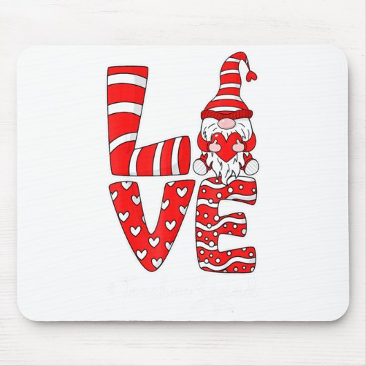 Love Teacher Squad Gnome Hearts Valentines Gnome T Mousepad (Vorne)