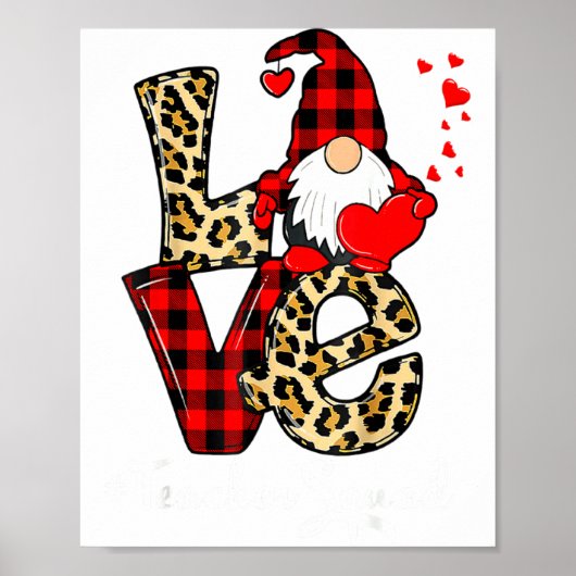 Love Teacher Squad Gnome Hearts Valentines Gnome T Poster (Vorne)
