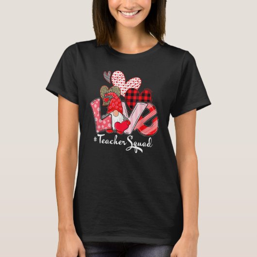 Love Teacher Squad Gnome Hearts Valentines Gnome T T-Shirt (Vorderseite)