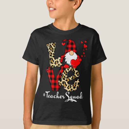 Love Teacher Squad Gnome Hearts Valentines Gnome T T-Shirt (Vorderseite)