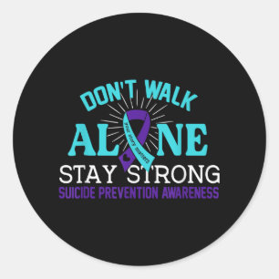 Love Teal Purple Ribbon Suicide Prevention Awarene Runder Aufkleber