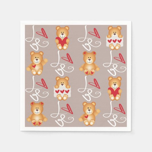 Love Teddy Bear Serviette (Vorderseite)
