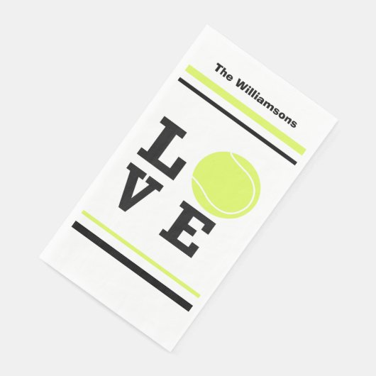 Love Tennis Ball Script Name Serviette (Ecke)