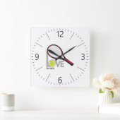 Love tennis quadratische wanduhr (Zuhause)
