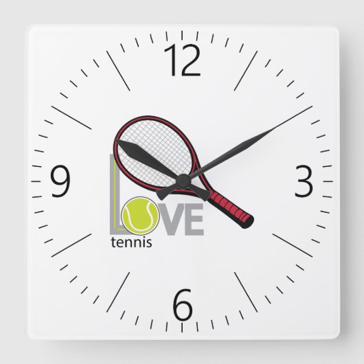Love tennis quadratische wanduhr (Vorderseite)