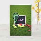 Love Tennis Scene Card Karte (Gelbe Blume)