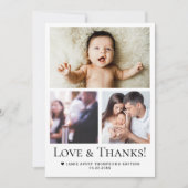 Love & Thanks Baby Baptism Photo Collage Grid Dankeskarte (Vorderseite)