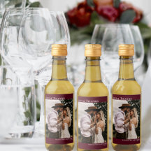 Love & Thanks Burgundy Simple Wedding Photo Mini