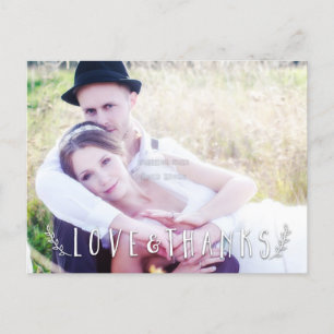 Love & Thanks Overlay Hochzeitsfoto Postkarte