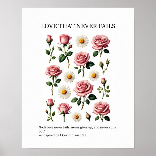 Love that never fails Christian wall art Poster (Vorne)