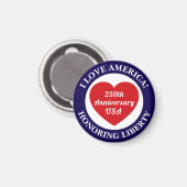 Love the USA Patriotic Red White Blue Heart 250th Magnet (Vorderseite/Rückseite)