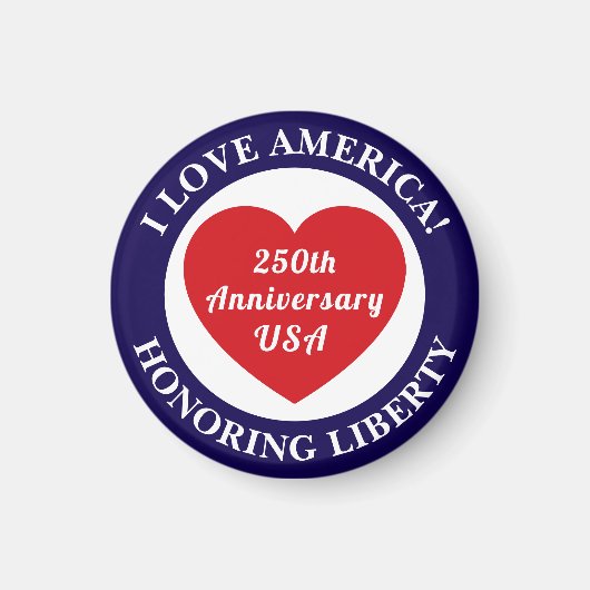 Love the USA Patriotic Red White Blue Heart 250th Magnet (Vorne)