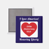 Love the USA Patriotic Red White Blue Heart 250th Magnet (Vorderseite/Rückseite)