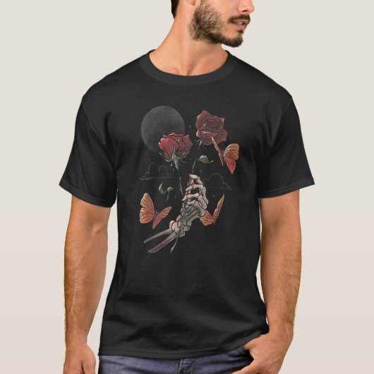 Love Thorns Skeleton Flower Halloween Roses Japane T-Shirt (Vorderseite)