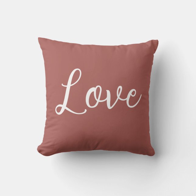 Love Throw Pillow Terracotta Red White Kissen (Vorderseite)