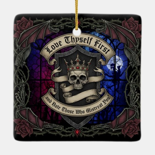 Love Thyself First Keramikornament (Rückseite)