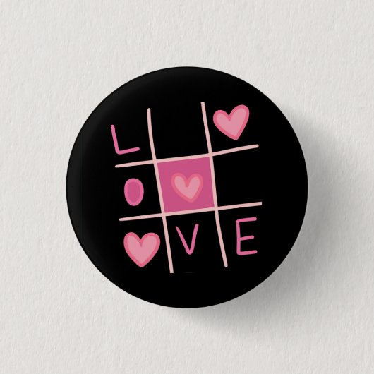 Love Tic Tac Toe Pin Button | Valentine's Day Gift (Vorderseite)