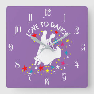 Love to dance quadratische wanduhr
