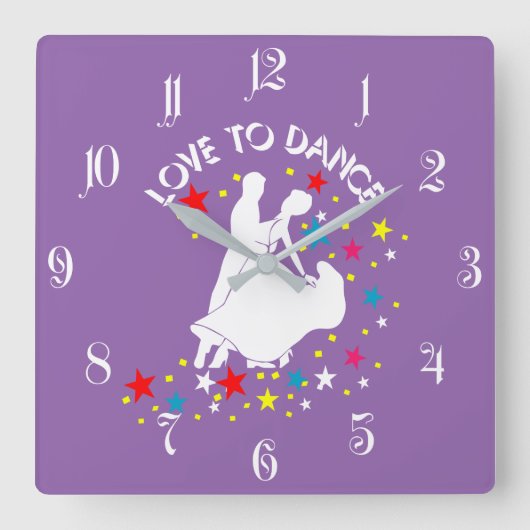Love to dance quadratische wanduhr (Vorderseite)