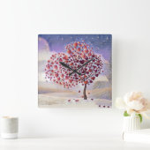 Love Tree Acrylic Wall Clock Quadratische Wanduhr (Zuhause)