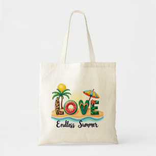 LOVE Tropischer Strand Cartoon-Tragetasche Tragetasche