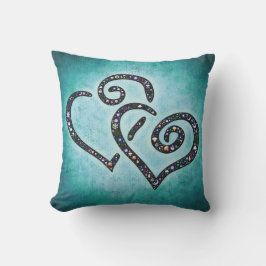Love Twin Heart Blue Pillow Kissen Für Draußen