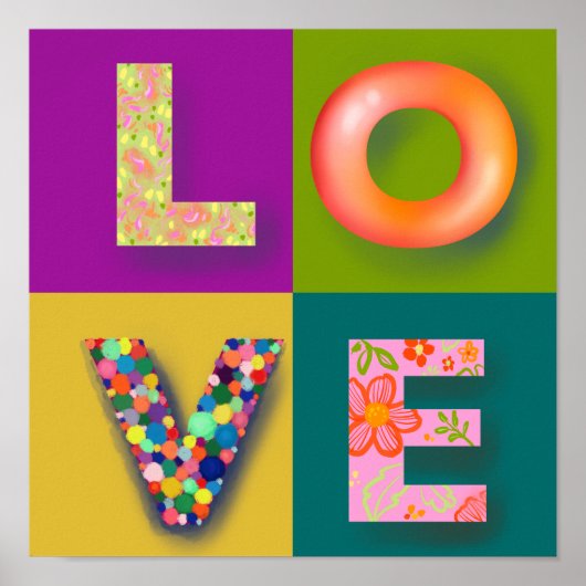 LOVE Typ Farbe Textur Spiel Einfaches Poster (Vorne)