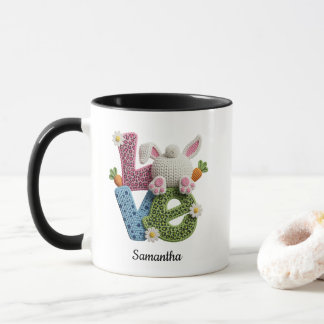 Love Typography Easter Bunny Crochet Name Tasse