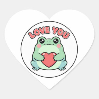 Love U Frog Sticker Cute Heart Eyes Frog Romantic 
