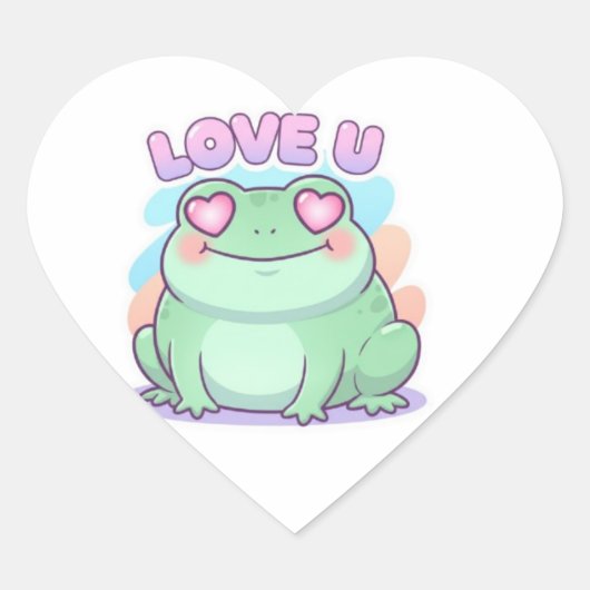 Love U Frog Sticker Cute Heart Eyes Frog Romantic  (Vorderseite)