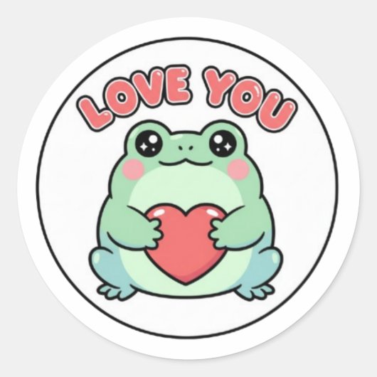 Love U Frog Sticker Cute Heart Eyes Frog Romantic  (Vorderseite)