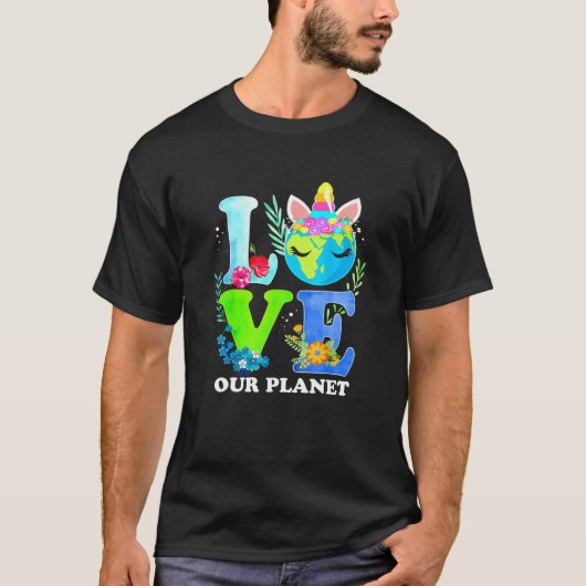 Love Unicorn Earth Day 2023 Our Planet Environment T-Shirt (Vorderseite)