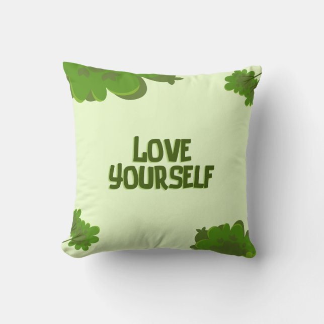 Love Ur Self Positive Affirmation Throw Pillow Kissen (Vorderseite)