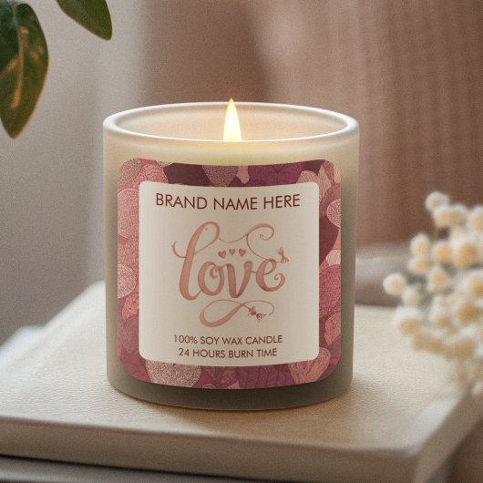Love Valentine’s Day Candle Label Quadratischer Aufkleber