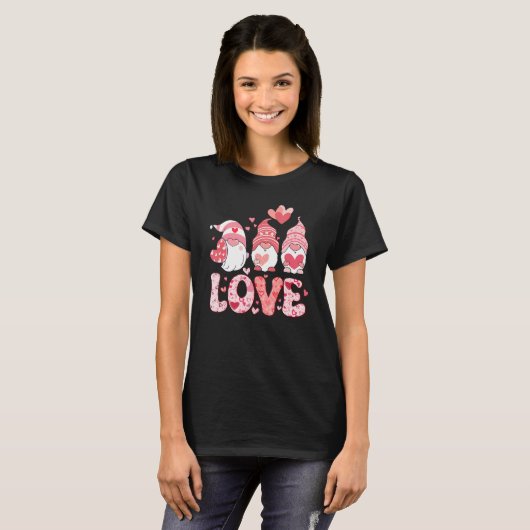LOVE Valentine Three Gnome Gnome Valentine's Day T-Shirt (Vorne ganz)