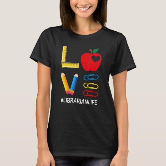 LOVE Valentines Day Apple Pencil Crayon Cute Libra T-Shirt (Vorderseite)